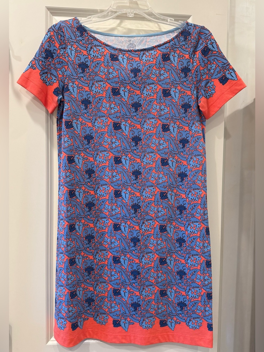 Tory Burch Blue & Coral Printed Shift Dress